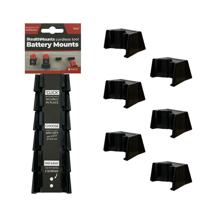 StealthMounts 6 držača baterija za Milwaukee M12 baterije - crvena 