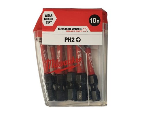 Milwaukee Shockwave™ Impact Duty PH2 x 50mm Screwdriving Bit Set 4932472048 - 10pc - Tool Monster