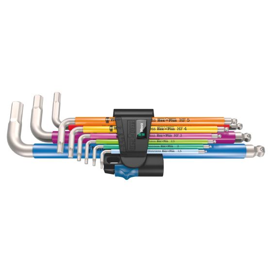Wera Tools 05022669001 3950/9 Hex-plus Multicolour HF 1 L-key Set Metric X9 Pcs